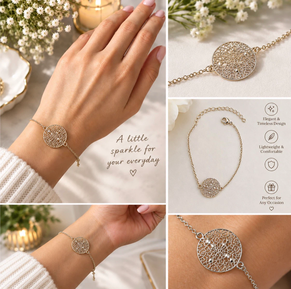 Circle Motif Bracelet (6 stones)