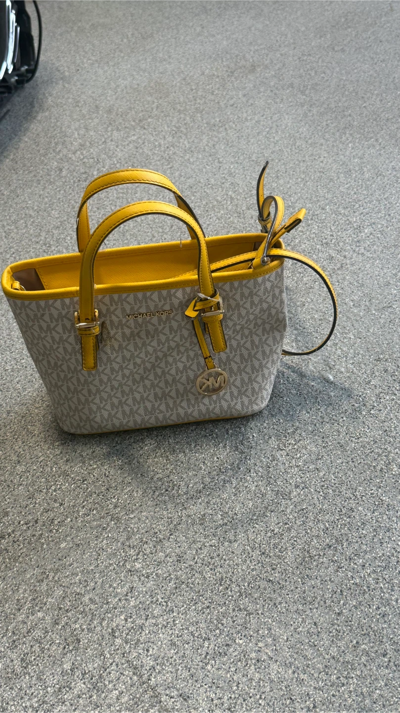 Michael Kors Yellow and Monogram Tote Bag