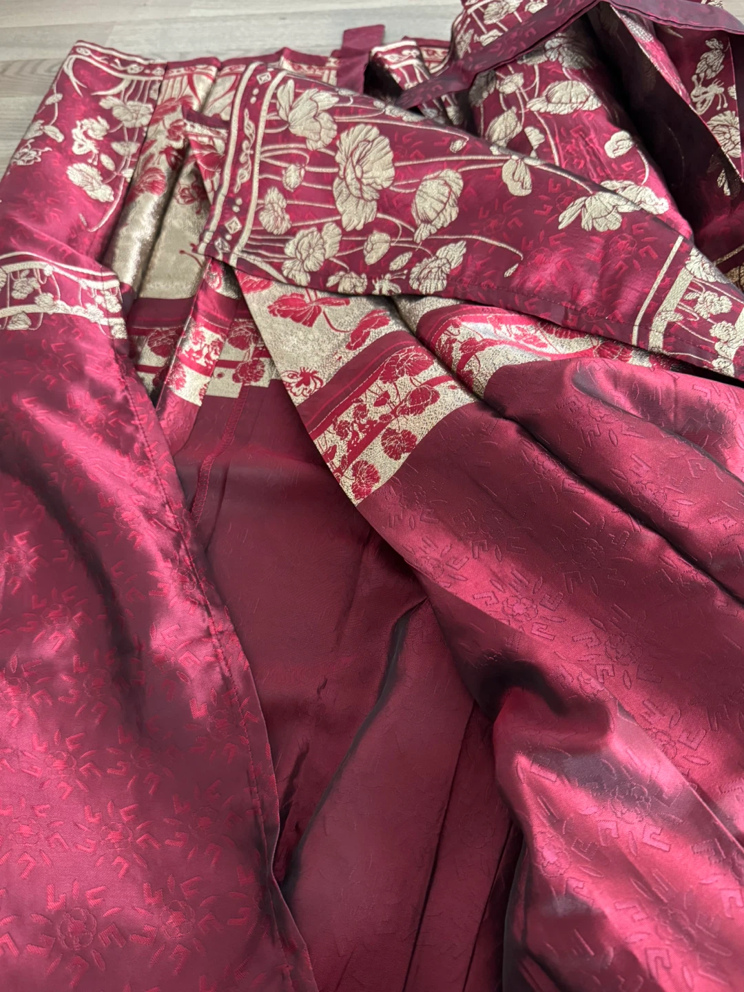 Burgundy and Gold Hanbok Skirt - photo 4