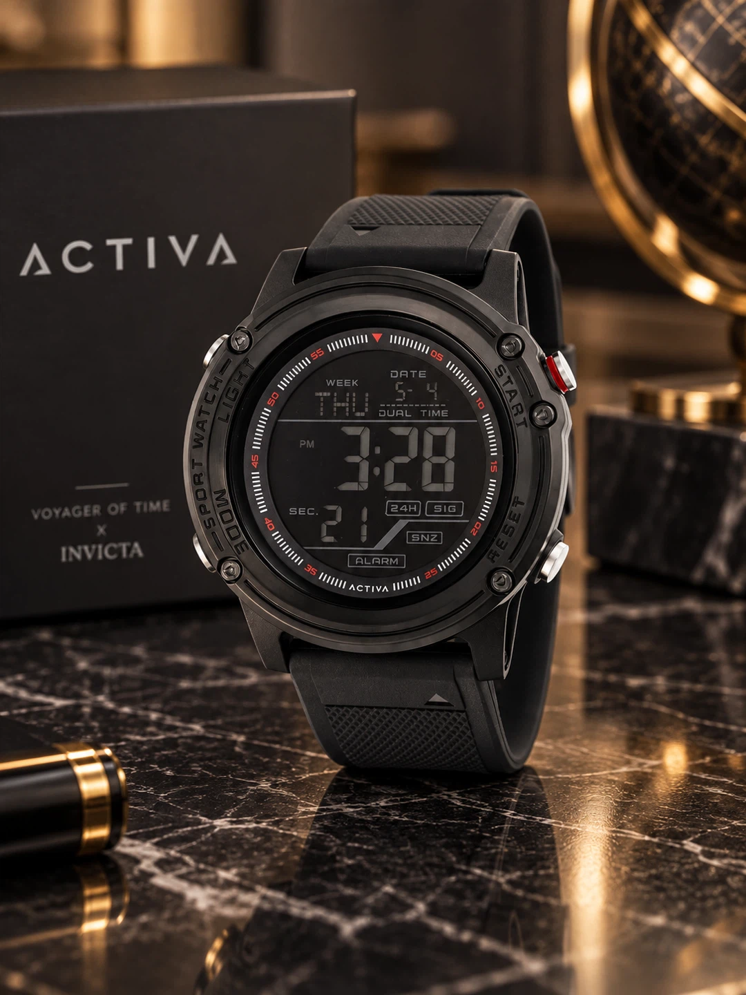 Activa x Invicta Men’s Digital Watch 52mm Black
