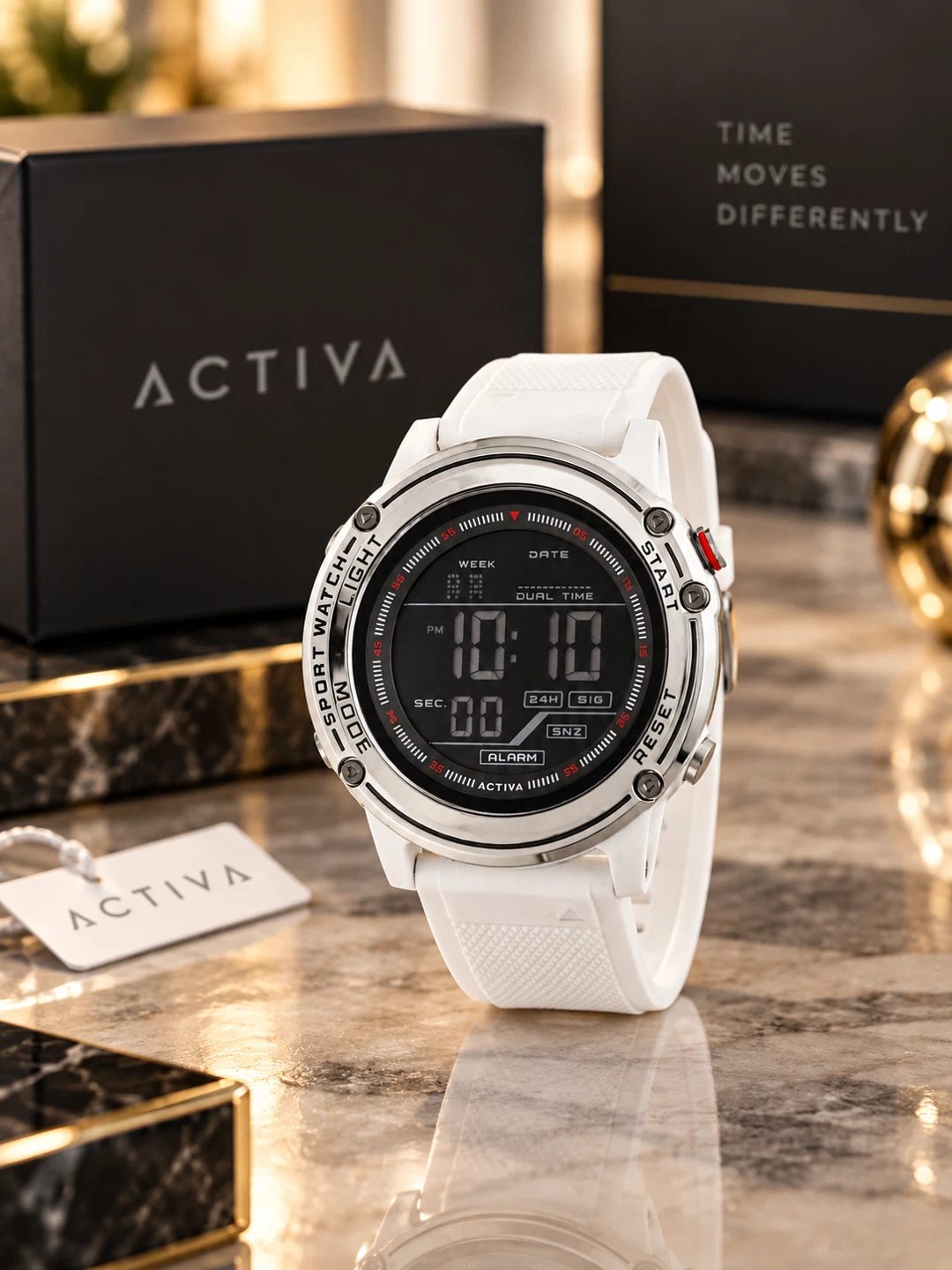 Activa x Invicta Men’s Digital Watch 52mm – White NIB