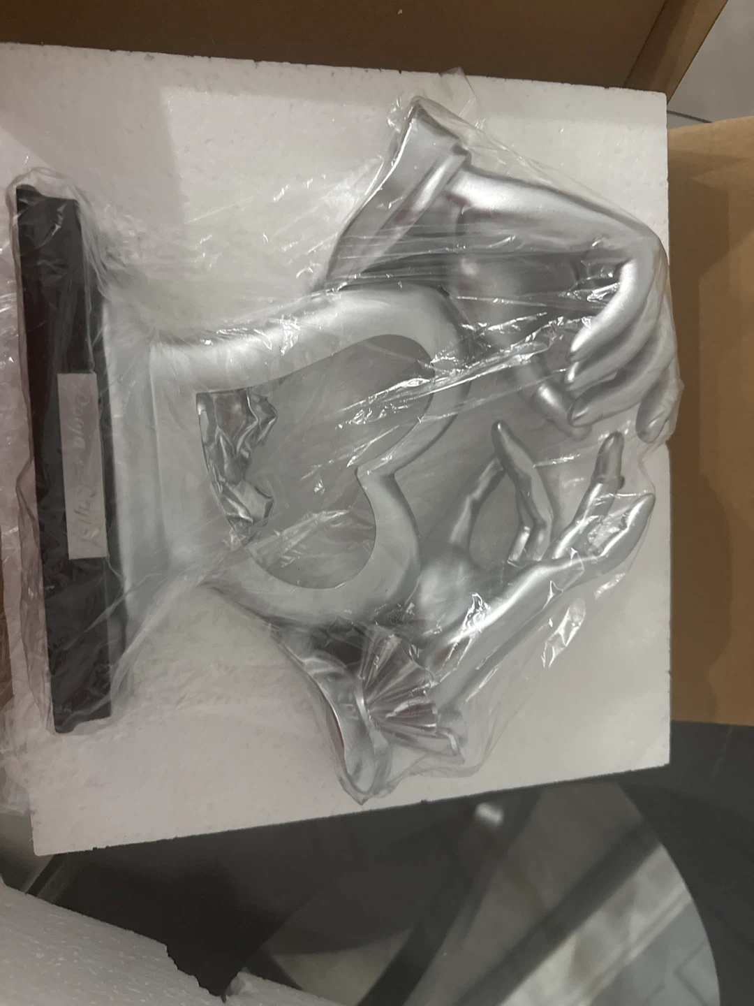 Crystal Silver Heart Hands Statue