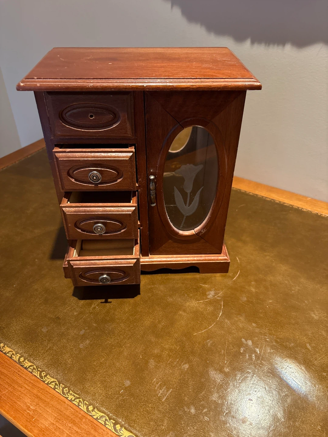 Wooden Jewelry Box with Drawers