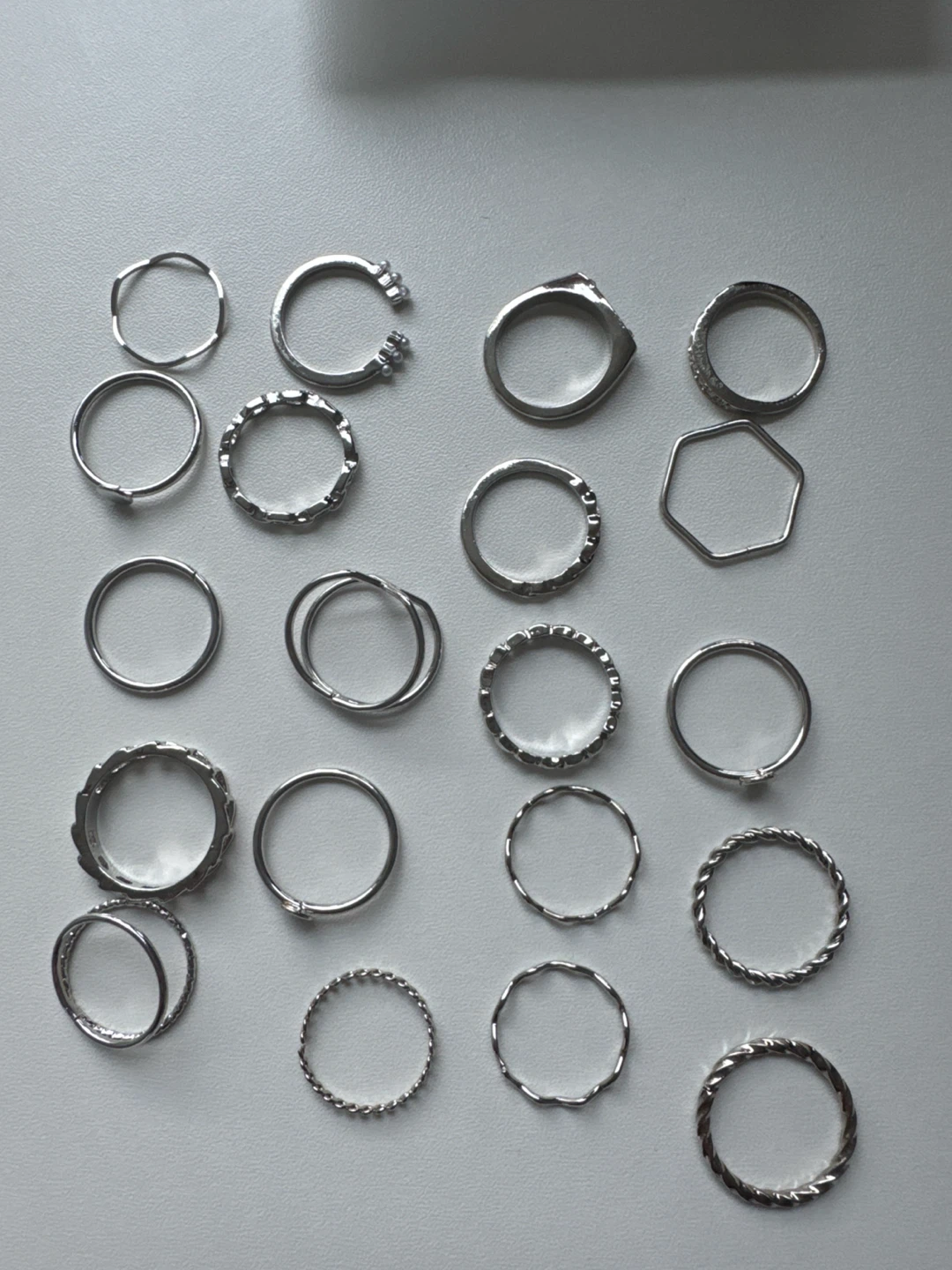 Set of 18 Silvery Stackable Rings