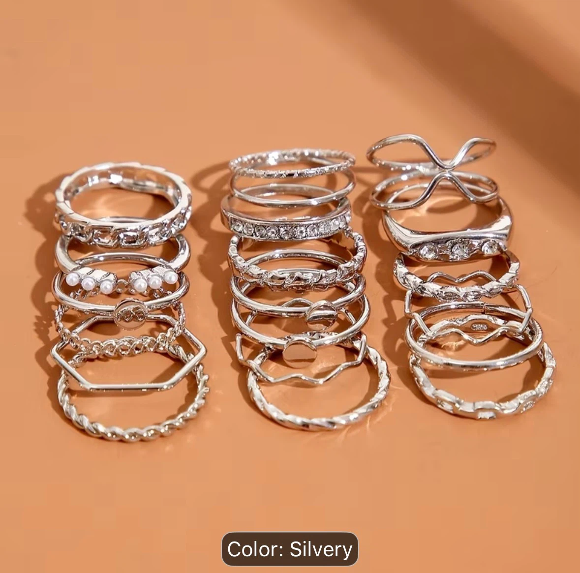 Set of 18 Silvery Stackable Rings - photo 2