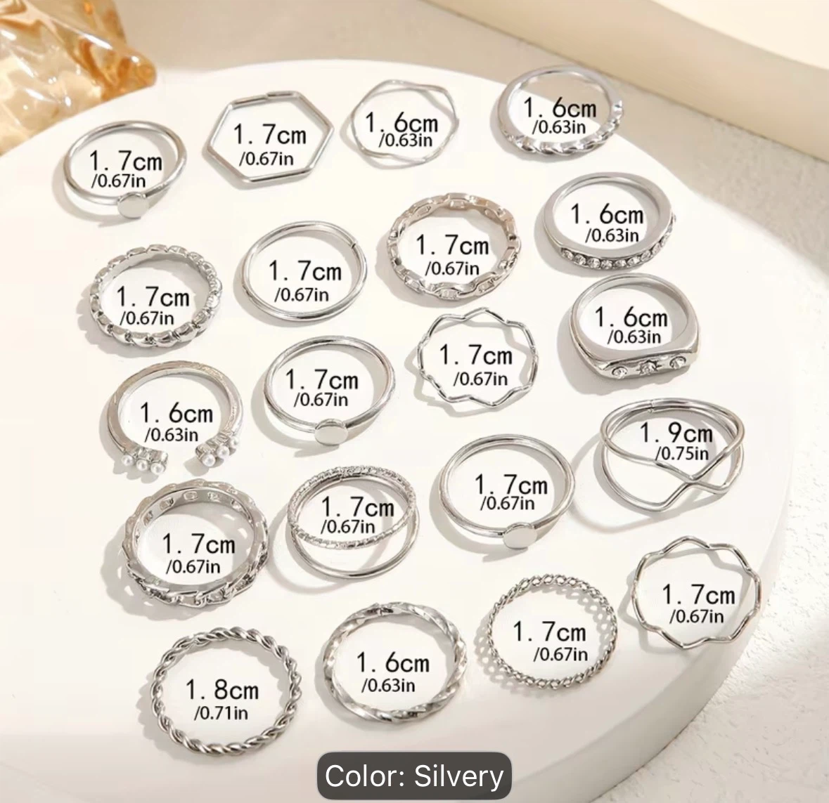 Set of 18 Silvery Stackable Rings - photo 3