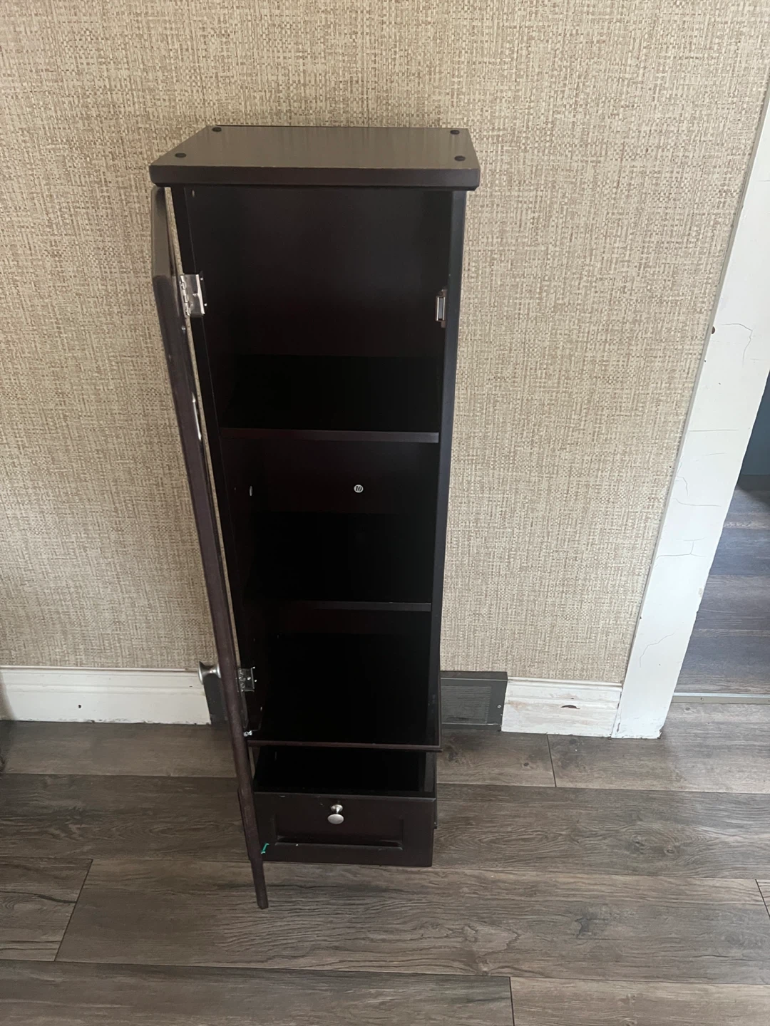 Tall Narrow Storage Cabinet with Glass Door & Drawer - photo 2