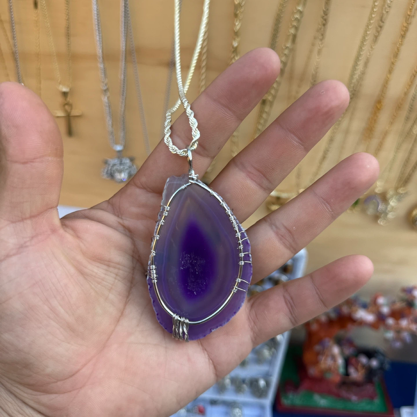 Purple Agate Tree of Life Pendant Necklace - photo 4