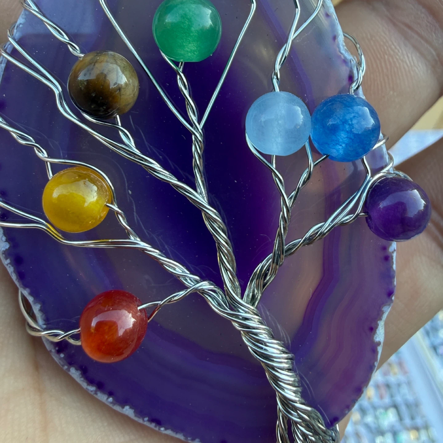 Purple Agate Tree of Life Pendant Necklace - photo 2