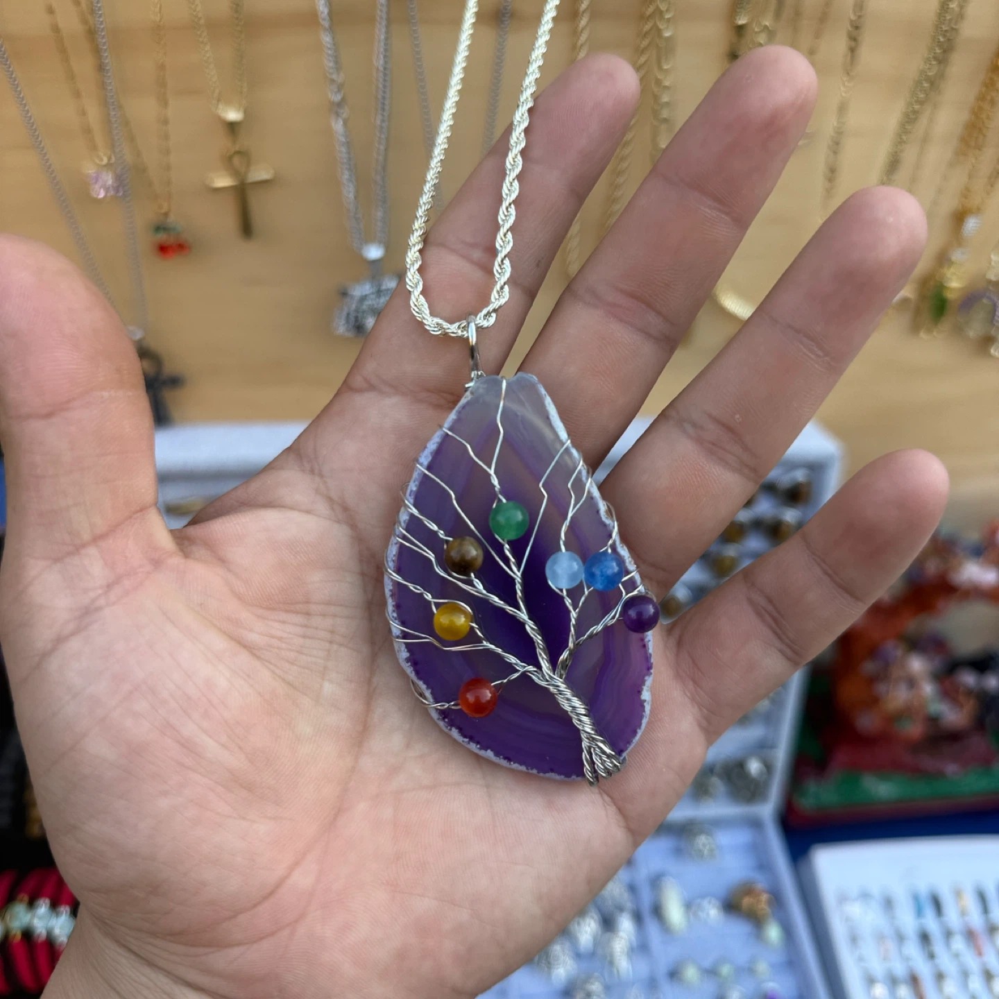 Purple Agate Tree of Life Pendant Necklace - photo 5