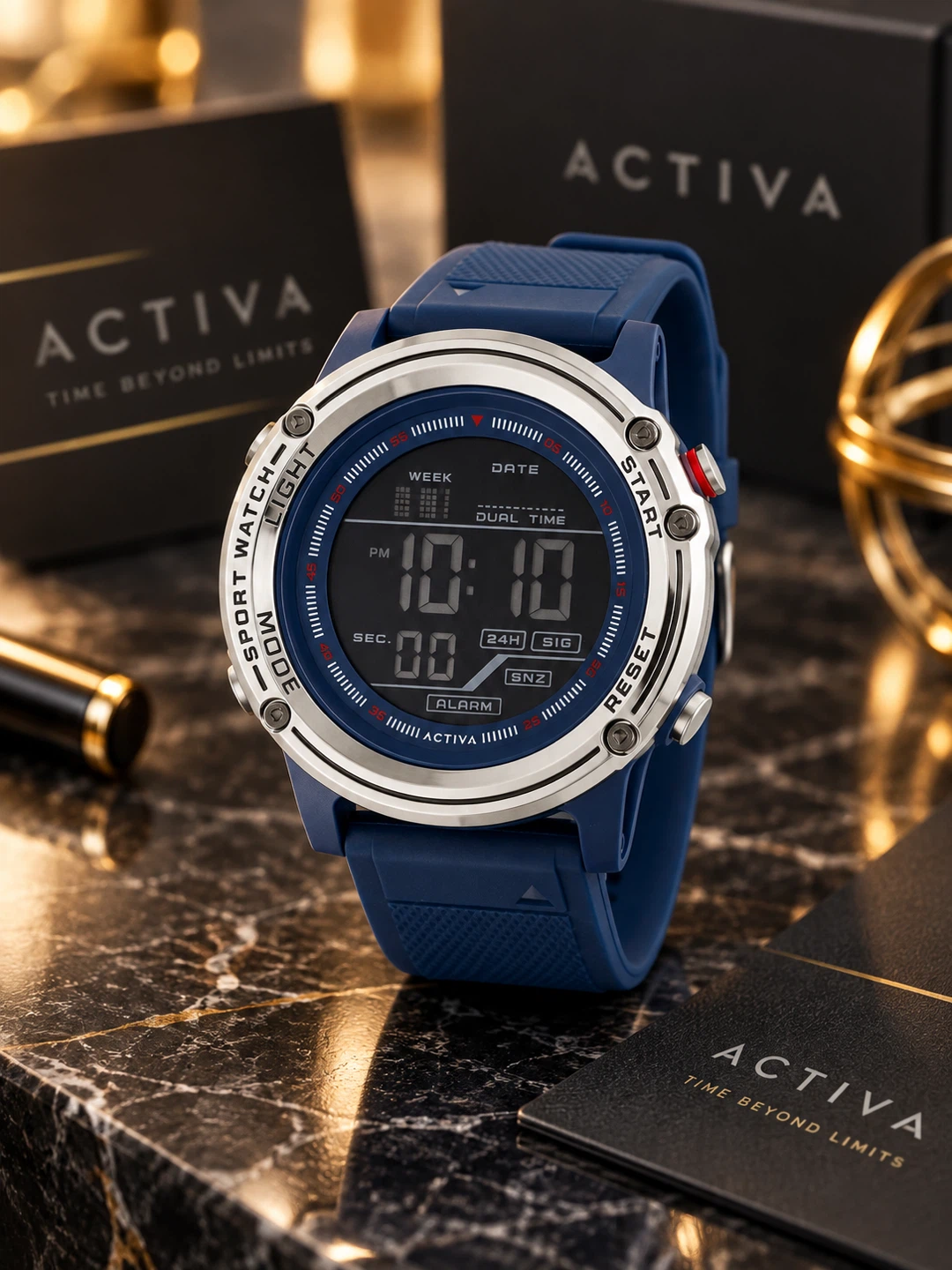 Activa x Invicta Men’s Digital Watch 52mm Blue – Box & Tag