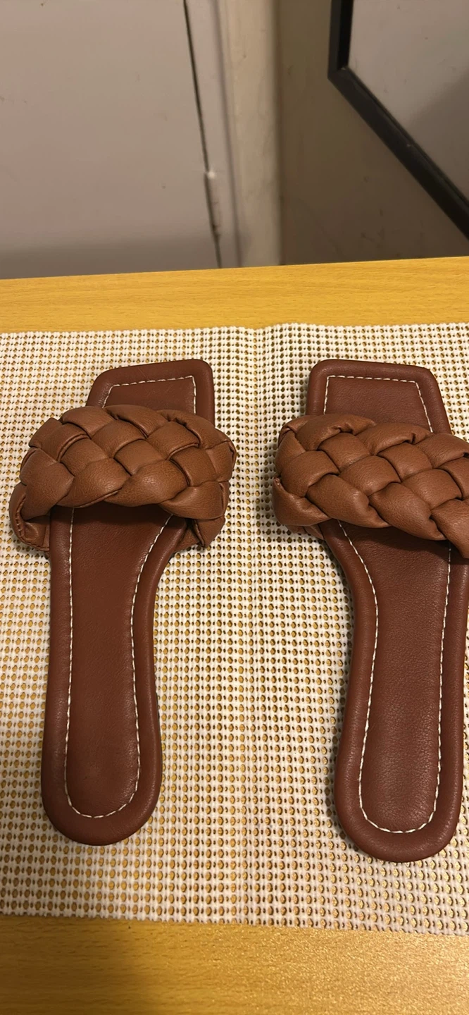 Brown Braided Slide Sandals Size 37 - photo 2