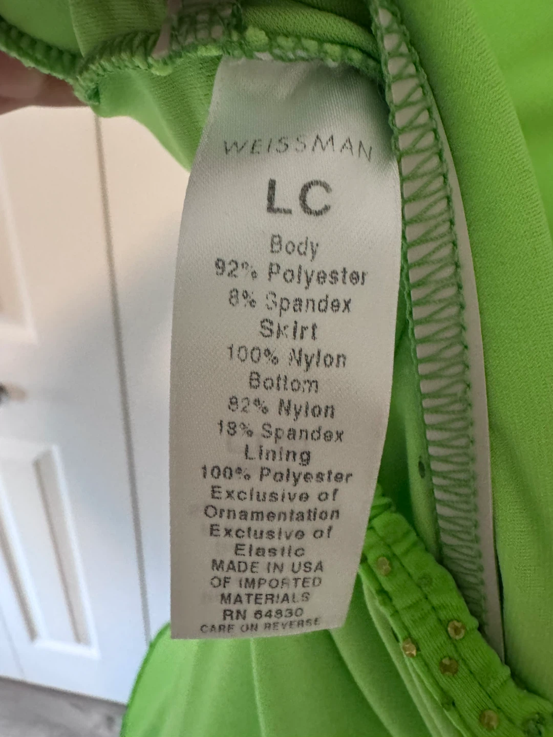 Weissman Neon Green Dance Leotard Size LC - photo 3