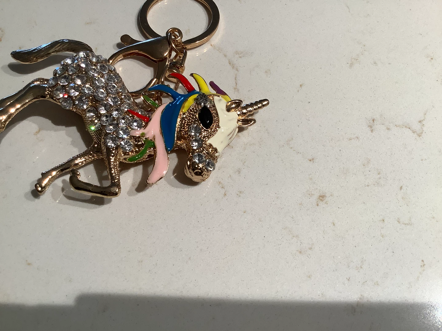 Gold Toned Unicorn Key Chain Enamel & Rhinestones 🐞 - photo 4