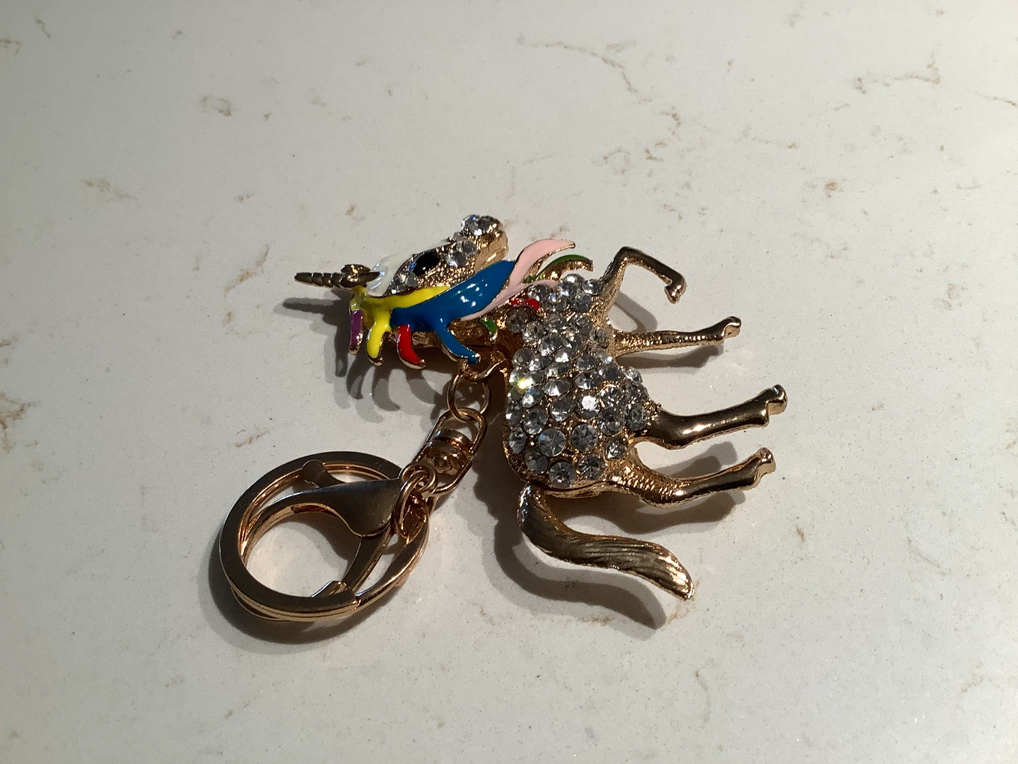 Gold Toned Unicorn Key Chain Enamel & Rhinestones 🐞 - photo 5