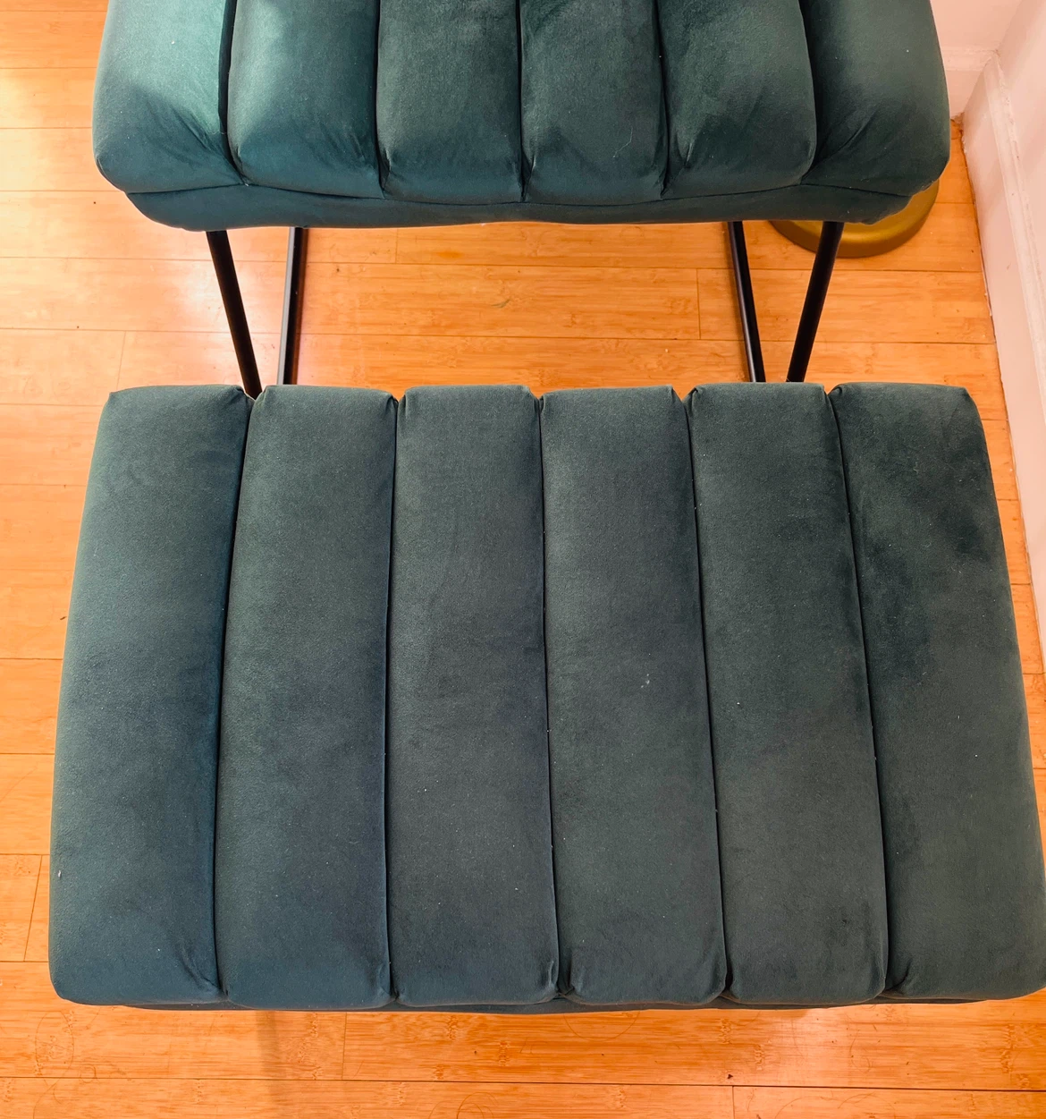 Dark Green Velvet Lounge Chair, Ottoman, and Throw Pillow - photo 5