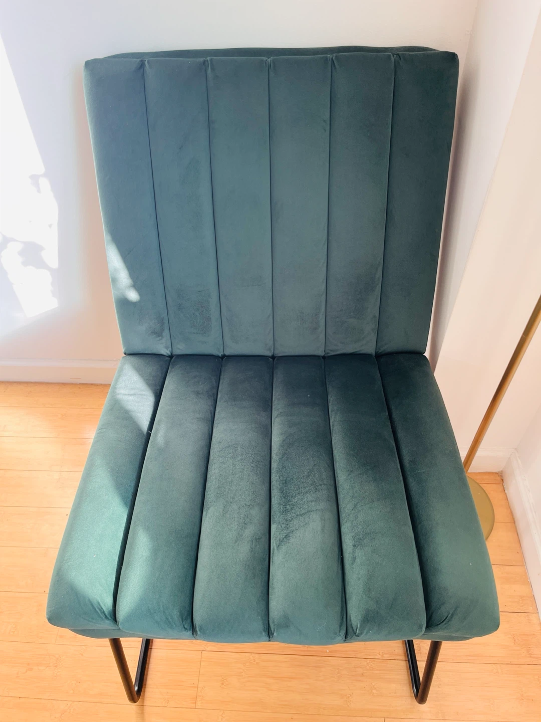 Dark Green Velvet Lounge Chair, Ottoman, and Throw Pillow - photo 4