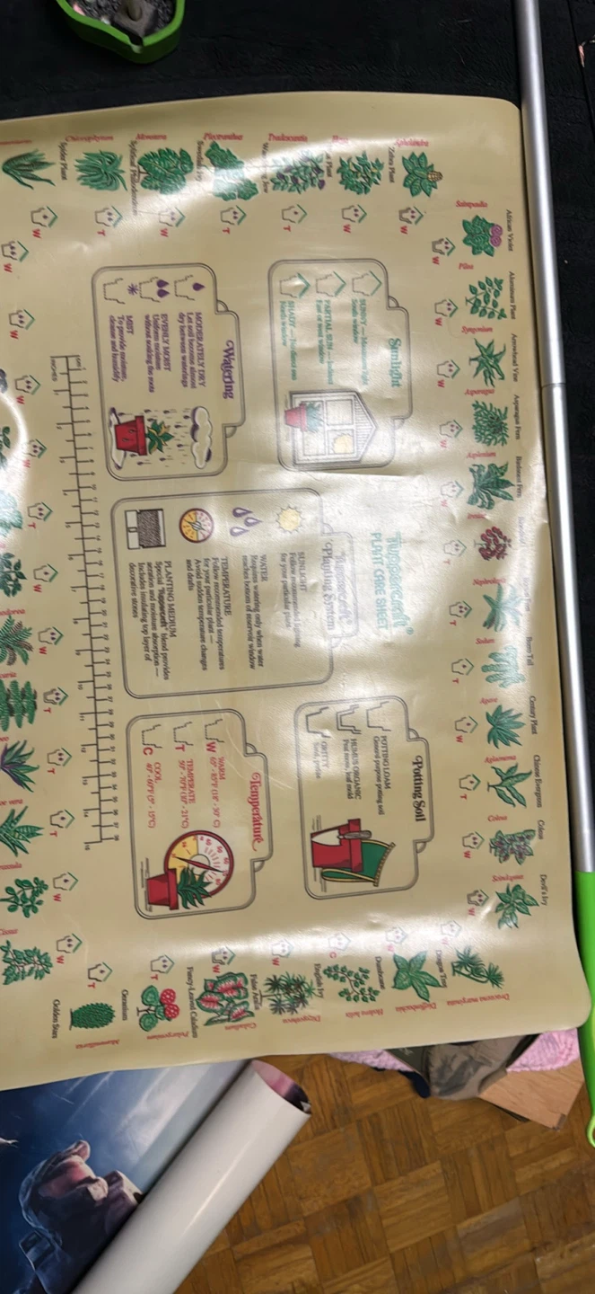Vintage 1977 Tuppercraft Plant Care Sheet Poster