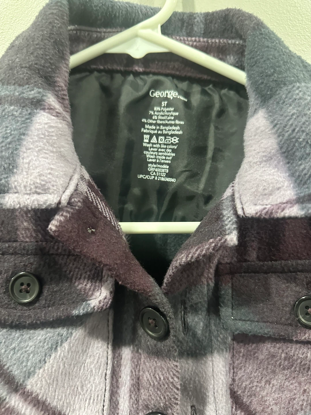 George Kids Plaid Shacket, Size 5T - photo 2