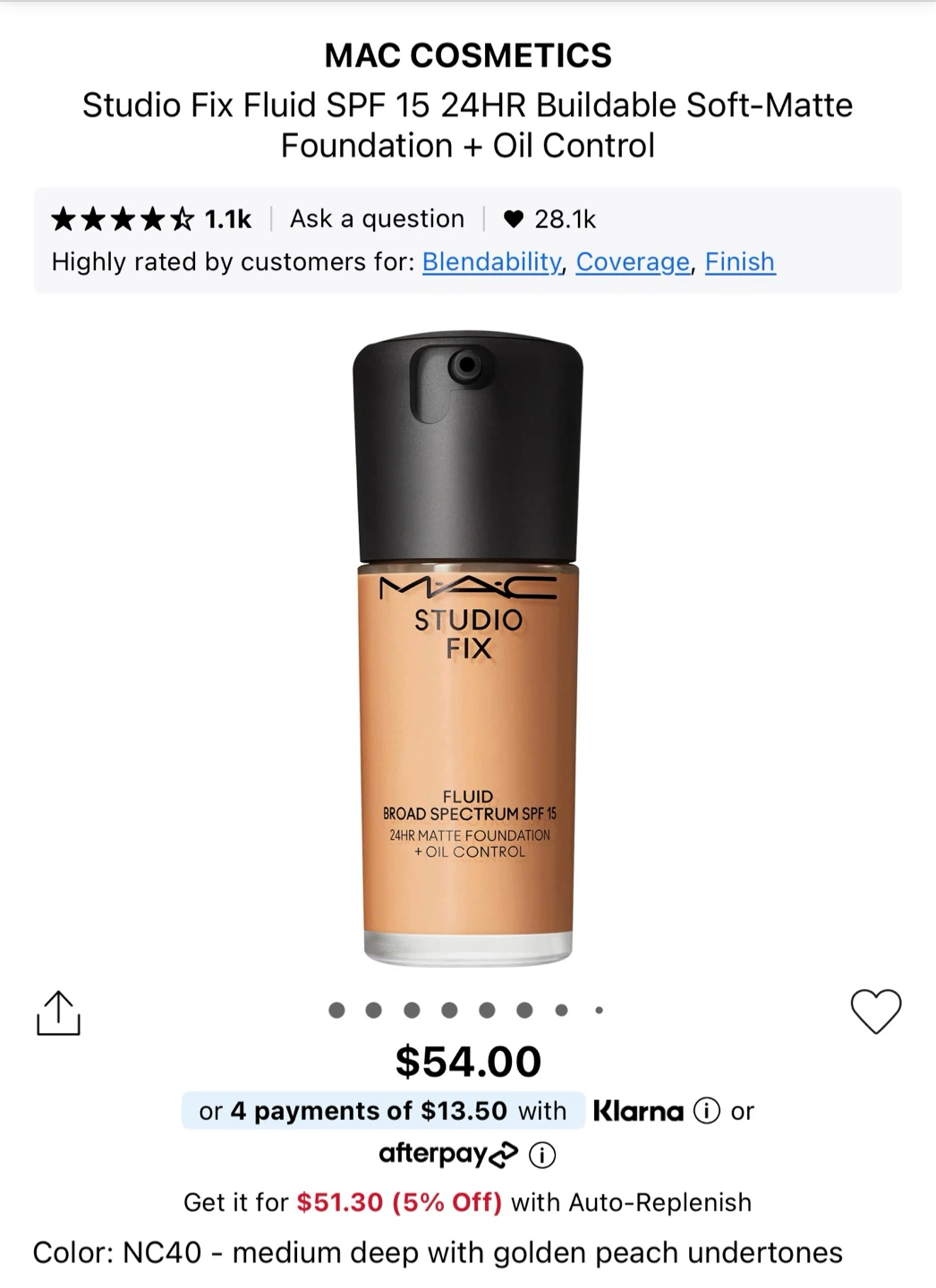 NEW MAC COSMETICS STUDIO FIX MATTE + OIL CONTROL FOUNDATION NC40 - photo 5