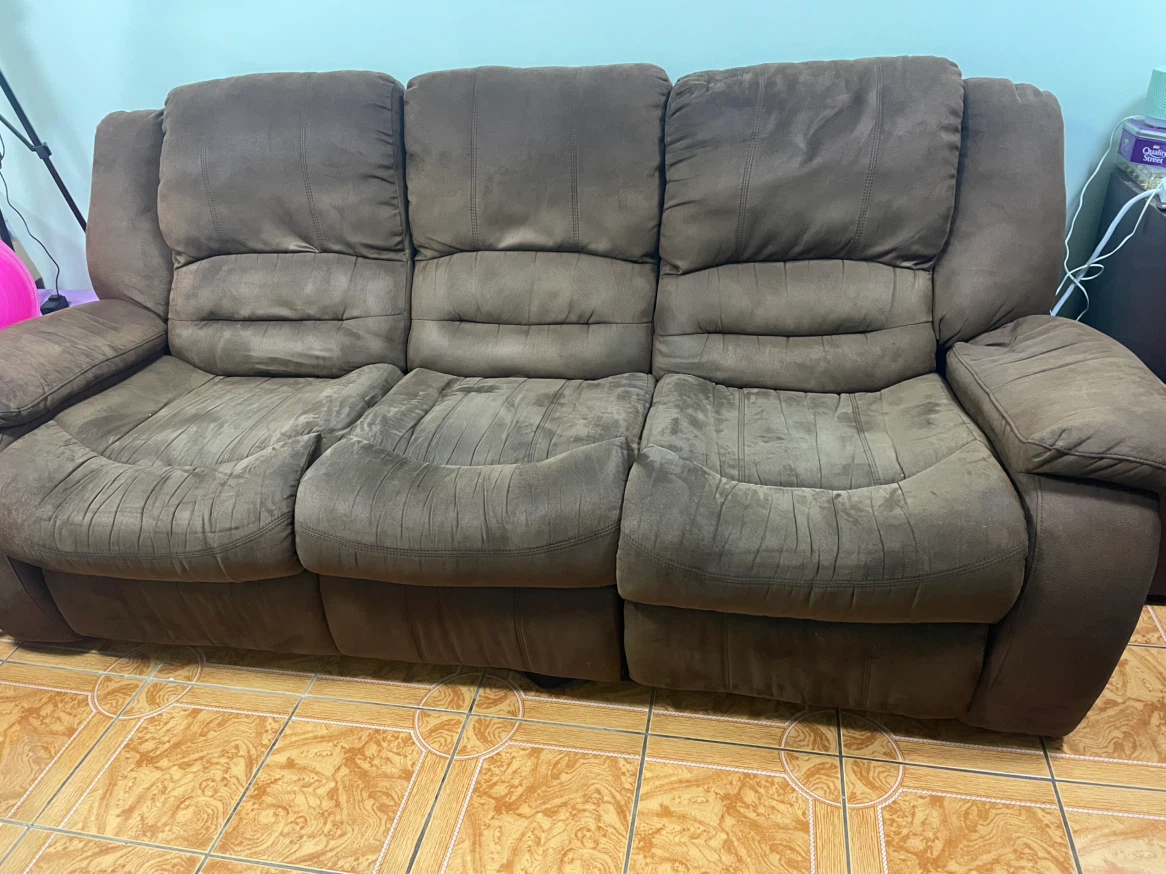 Brown 3-Seater Reclining Sofa - photo 2