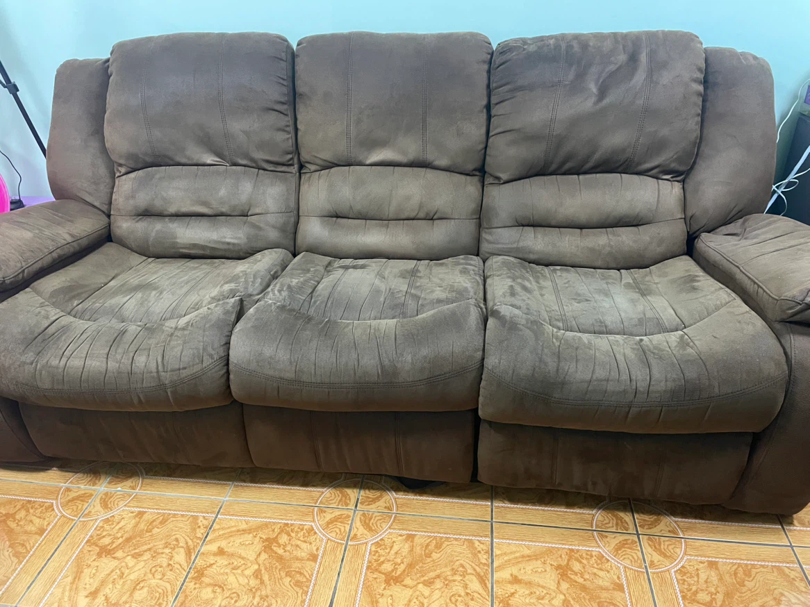 Brown 3-Seater Reclining Sofa - photo 3
