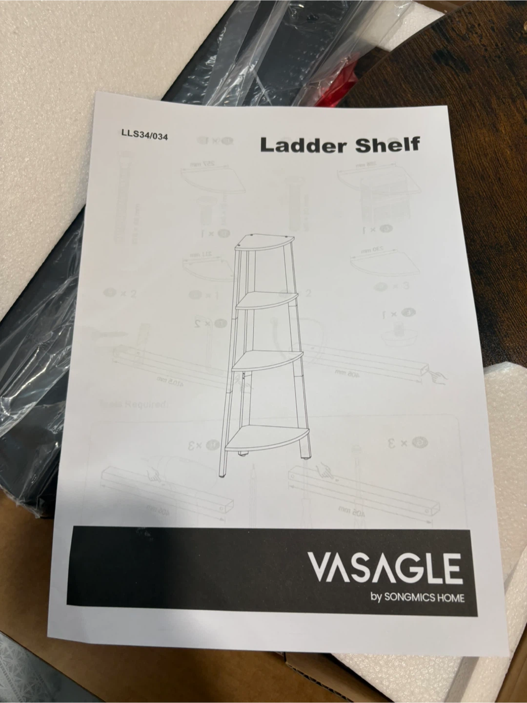 VASAGLE 4-Tier Corner Ladder Shelf – Rustic Brown & Black - photo 3