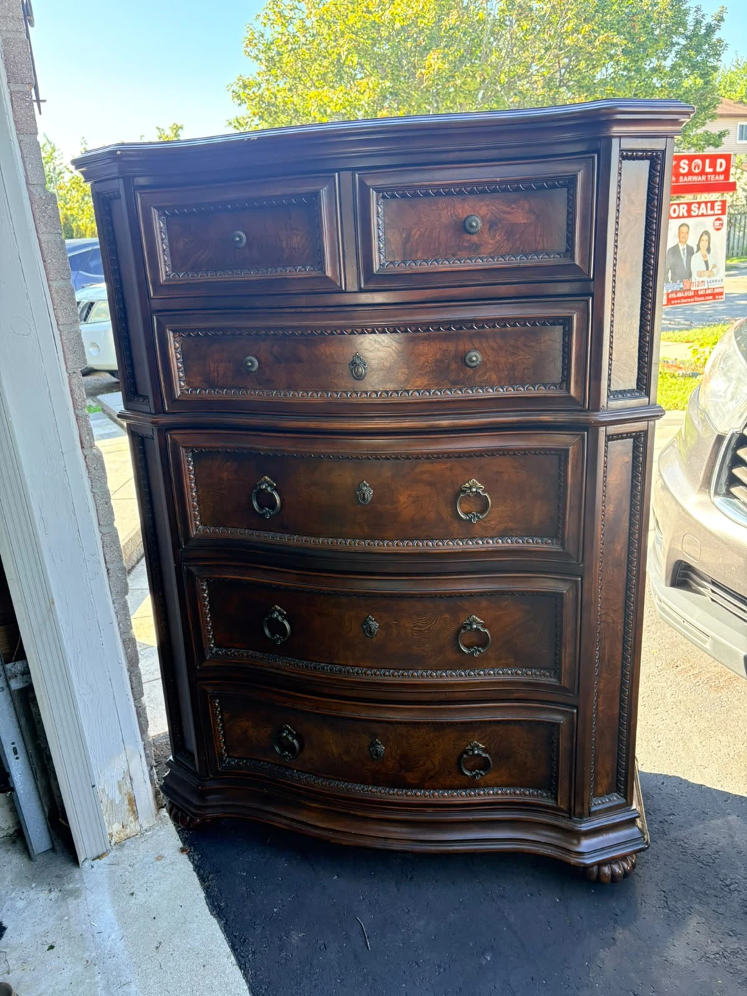 Traditional Dark Wood Tall Chest of Drawers - photo 2