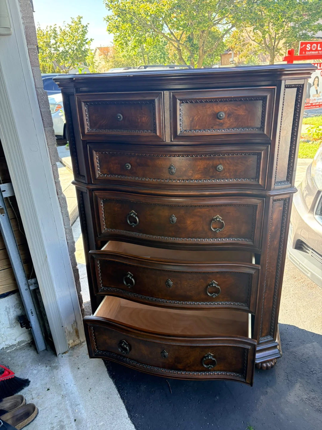 Traditional Dark Wood Tall Chest of Drawers - photo 3