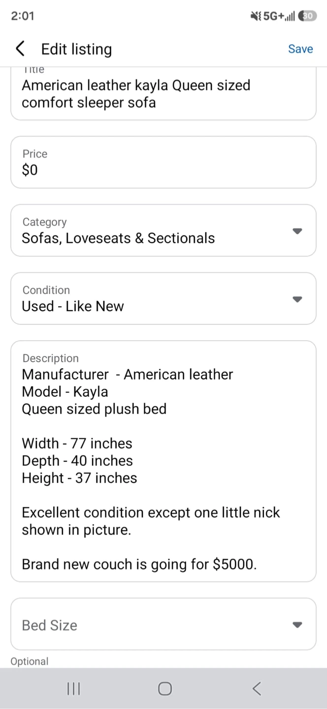 American Leather Kayla Queen Sleeper Sofa - photo 5