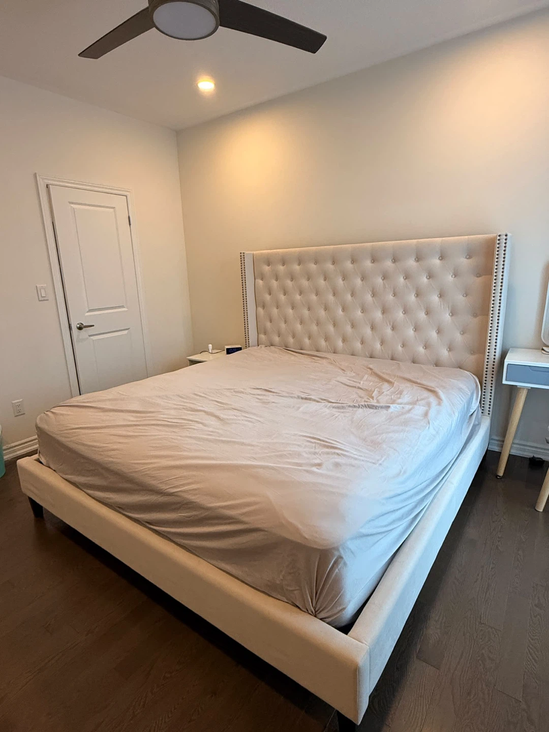 Structube Upholstered King size Bed Frame with Tufted Headboard