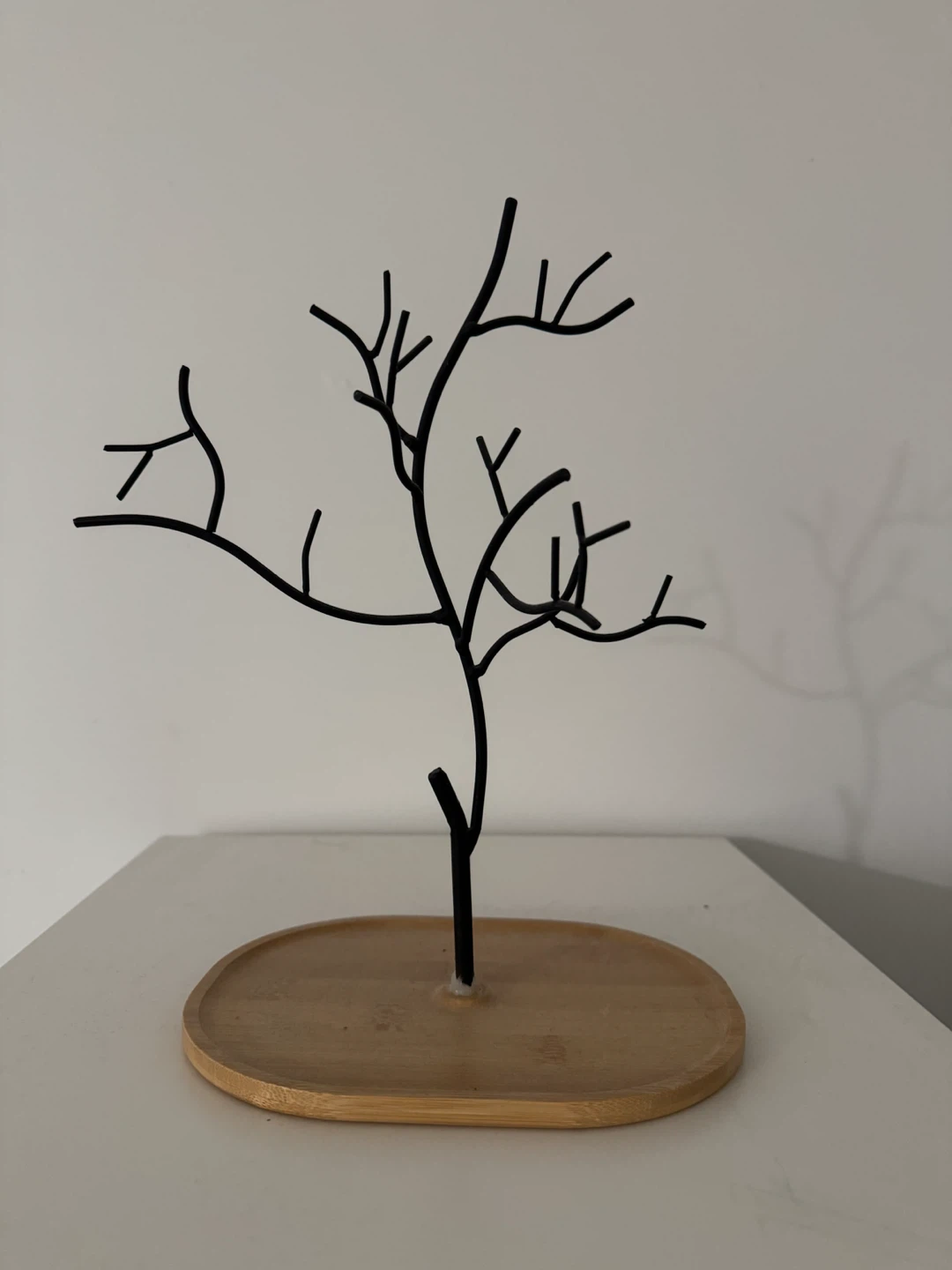 Black Tree Jewelry Stand with Bamboo Base