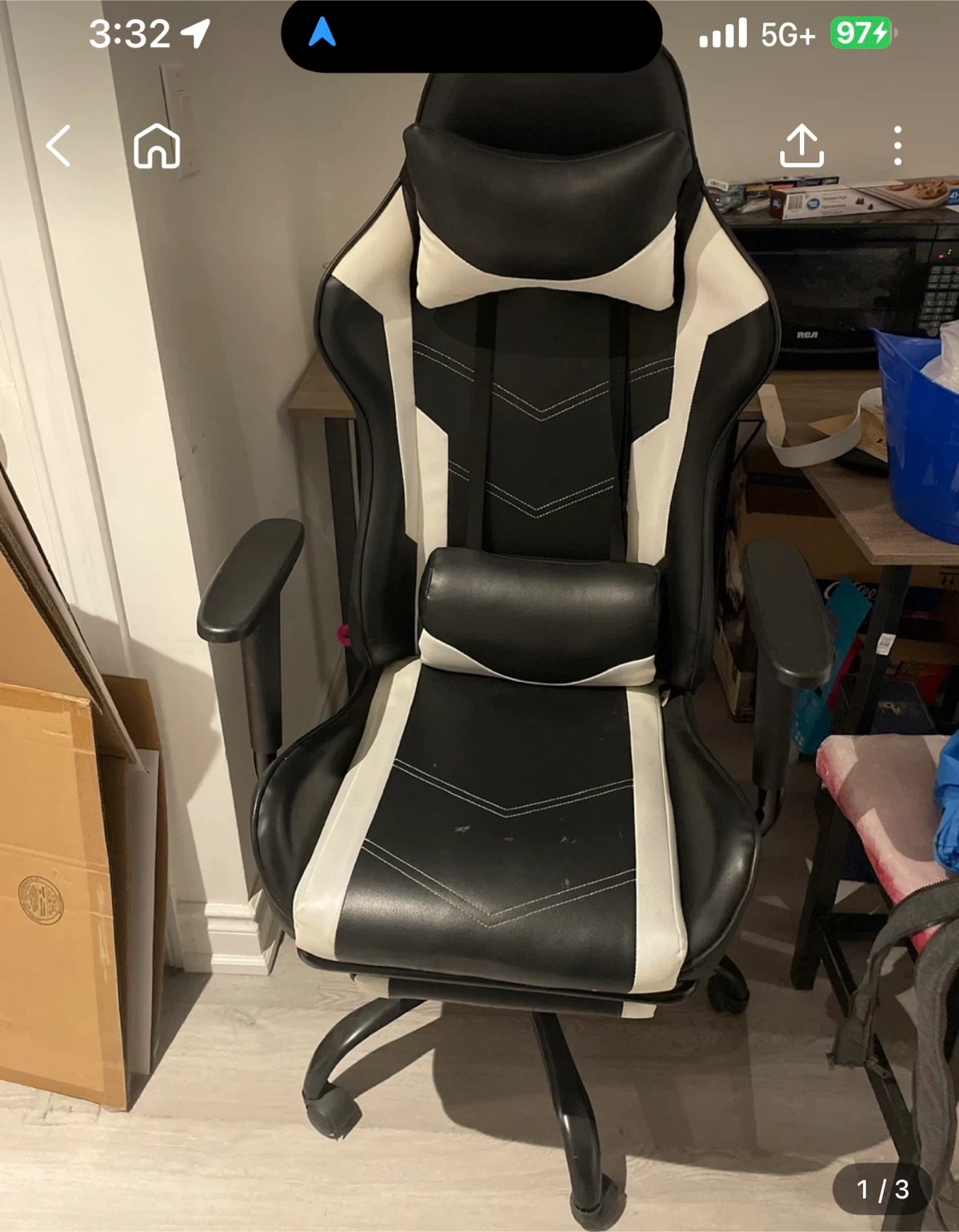 Black and white gaming chair