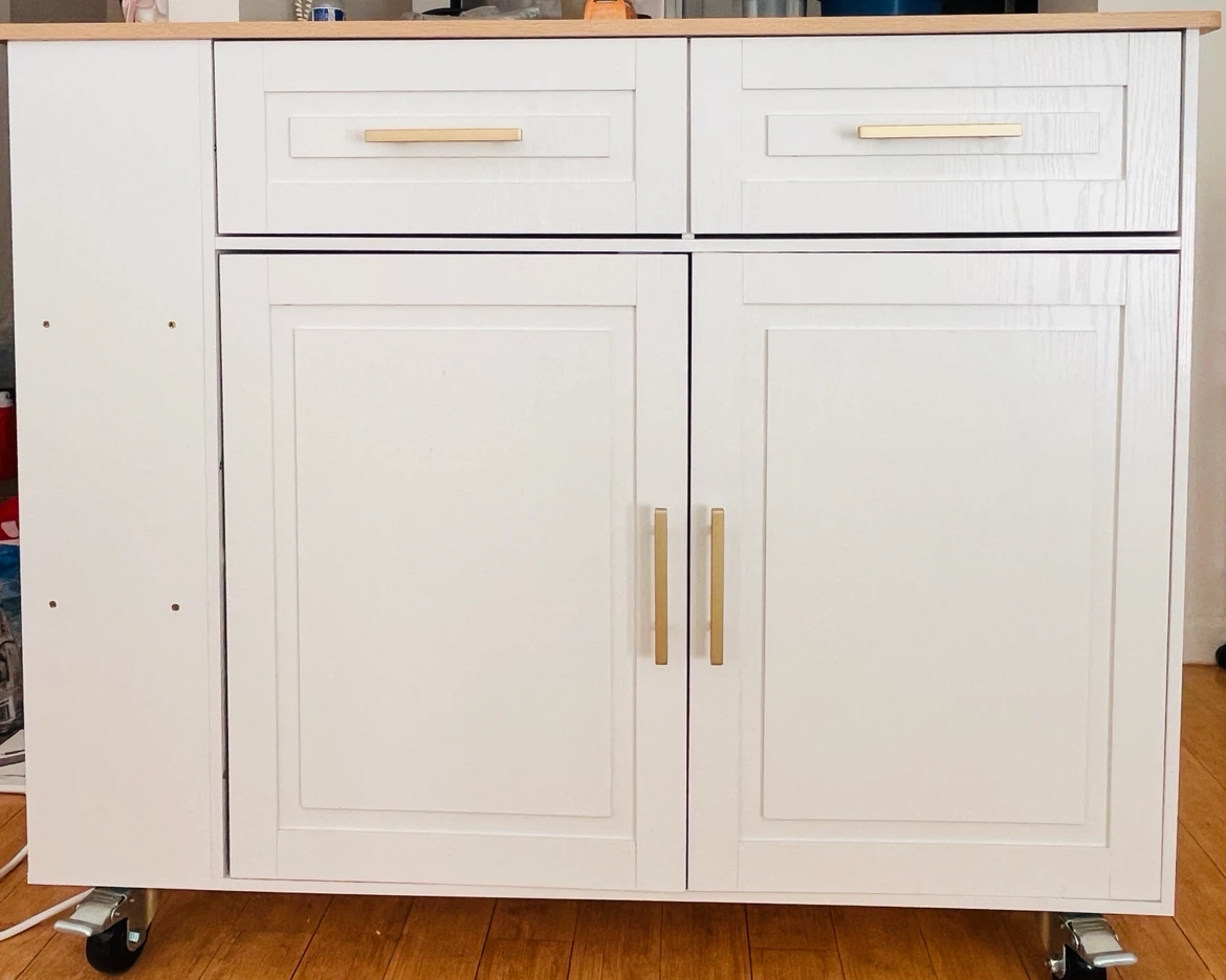 Rolling Kitchen Island Cart with Folding Tabletop