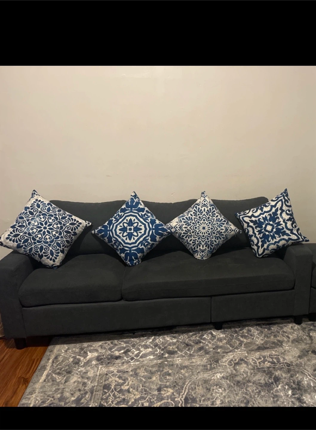 Dark Gray Three-Seater Sofa