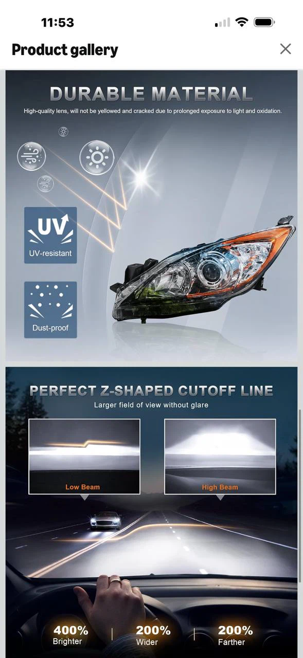 H986) KUIPERAUTO Headlight Assembly Set for 2010–2013 M - photo 4