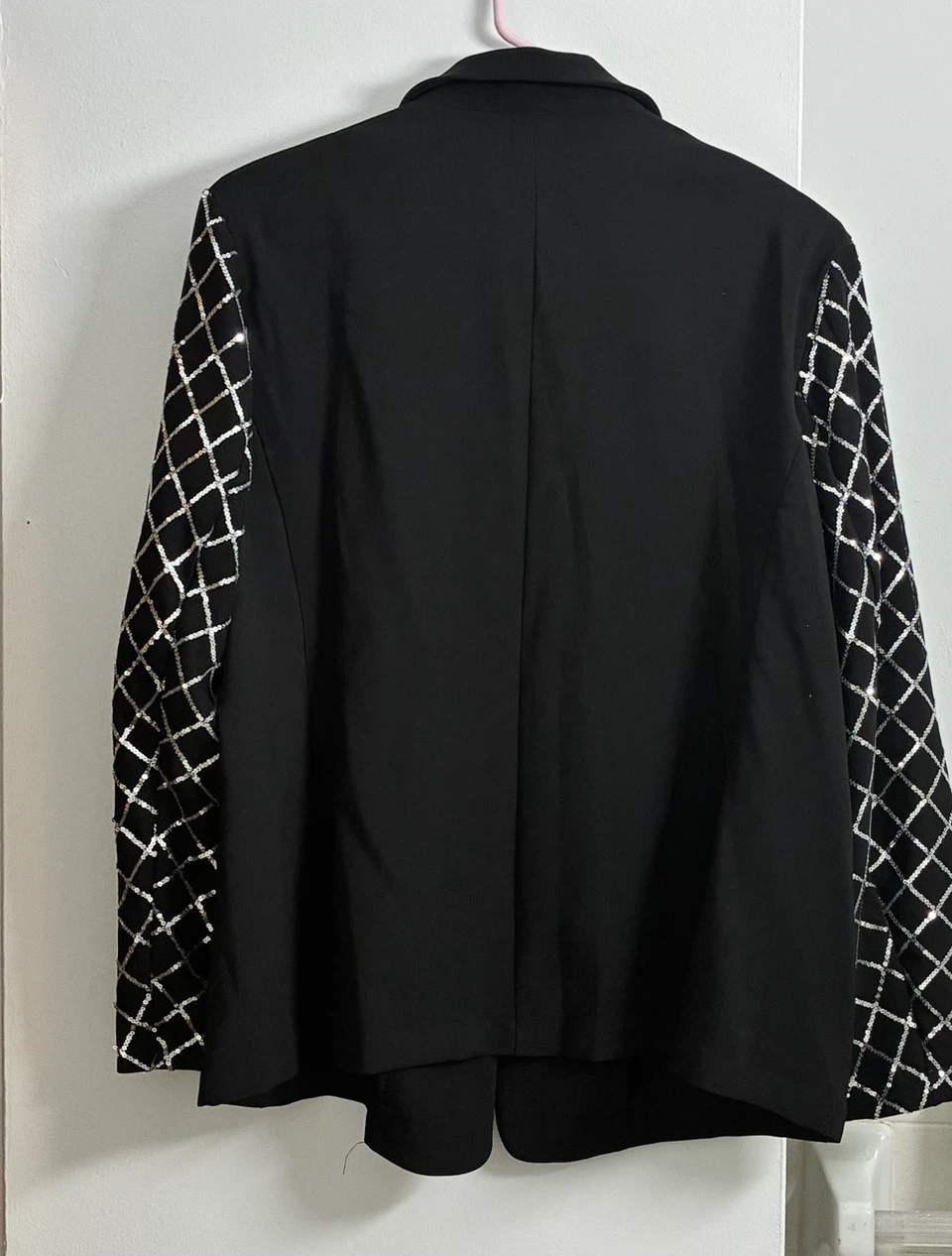 SHEIN Curve Black Sequin Sleeve Blazer - photo 2