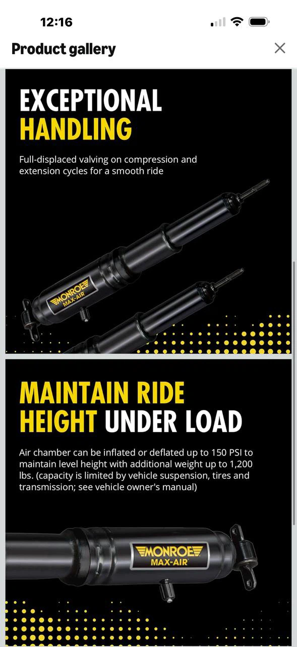 H988) Monroe Max-Air MA743 Air Adjustable Rear Shock Absor - photo 3