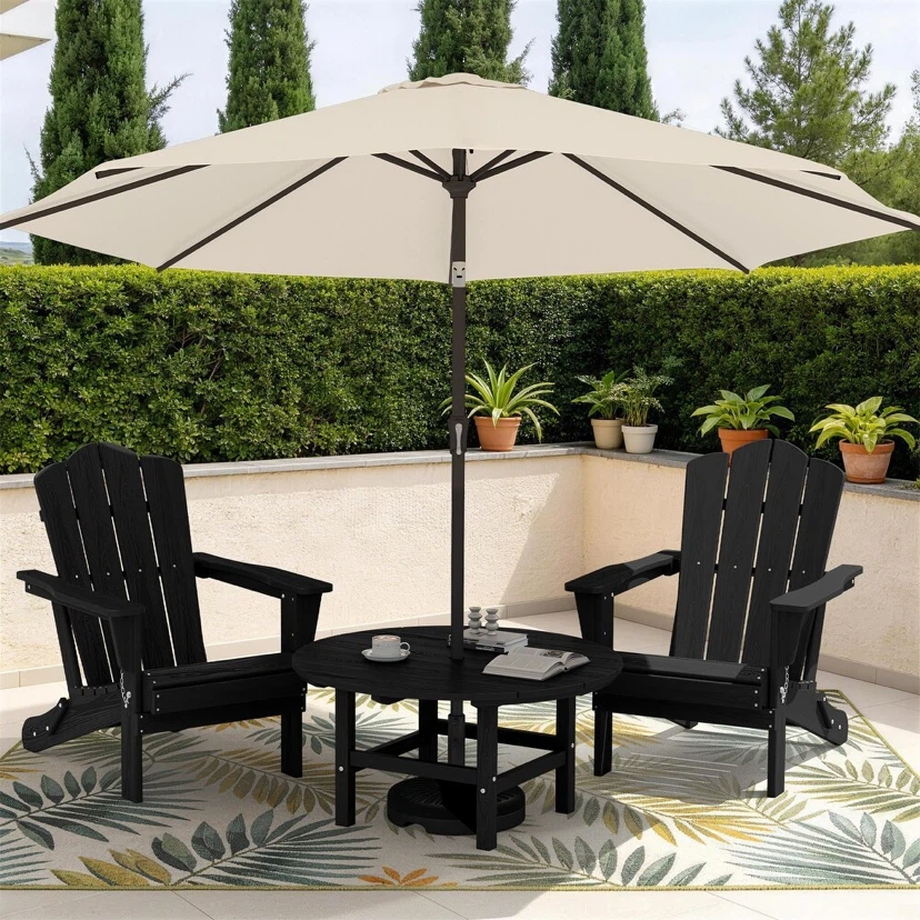 HDPE Patio Outdoor Round Coffee Table, X-shaped - photo 2