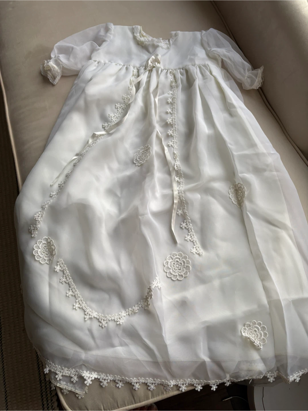 Angelina Baby Baptism Gown and Bonnet Set