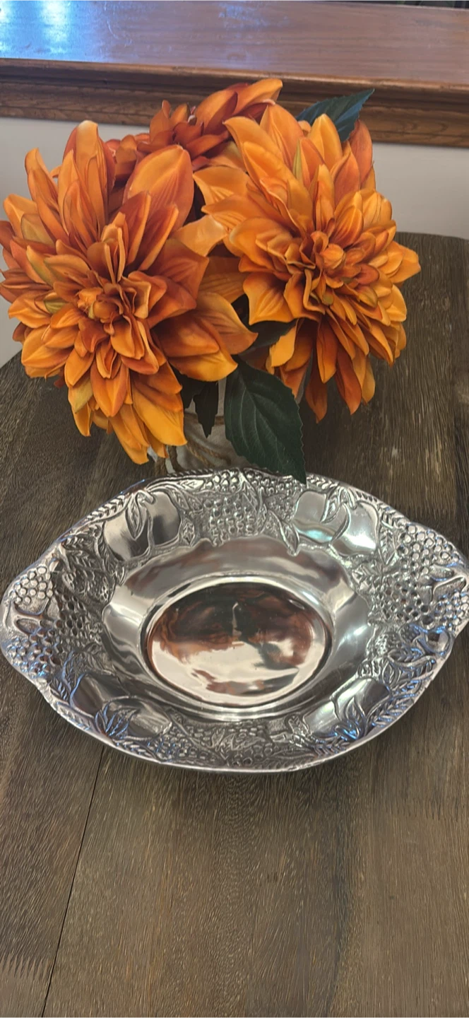 Decorative Pewter Serving Bowl