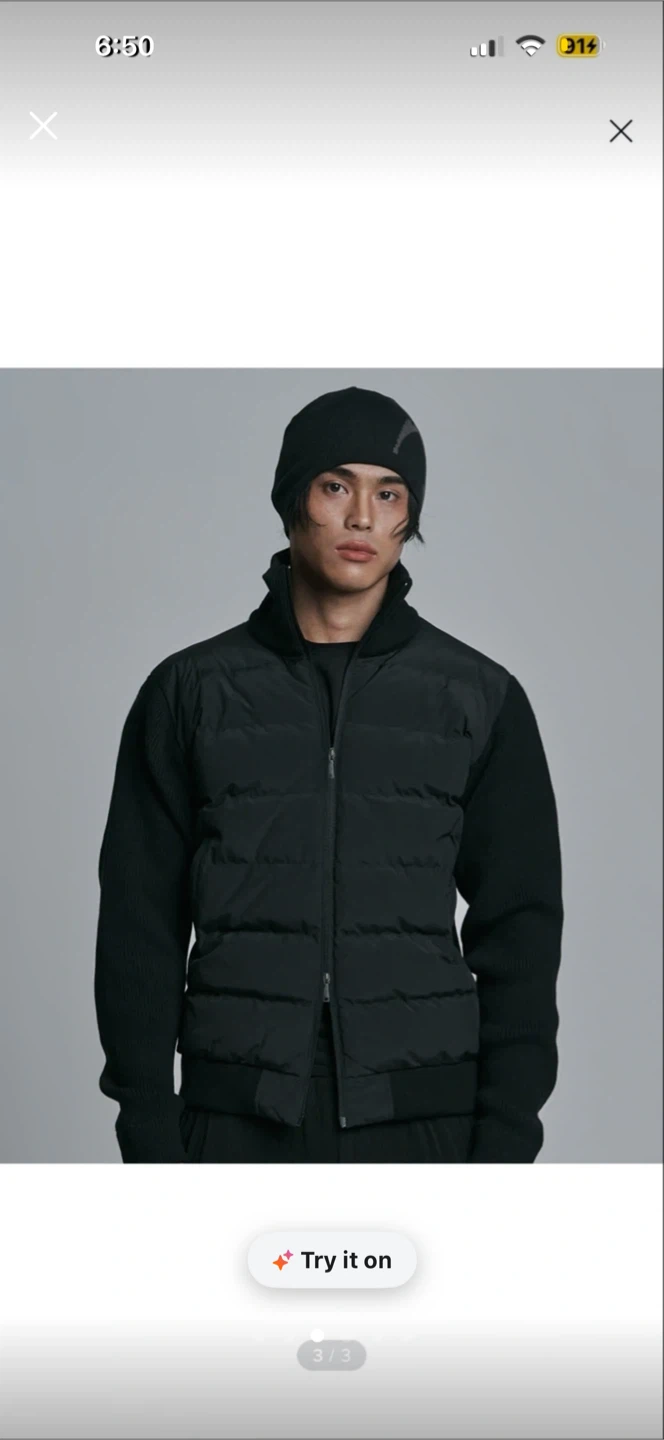 Korean Black Knit Puffer Jacket