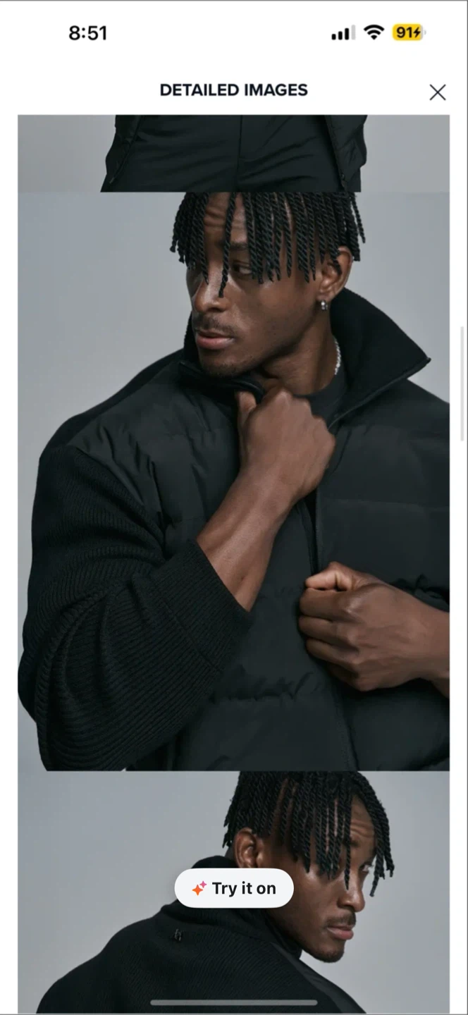 Korean Black Knit Puffer Jacket - photo 3