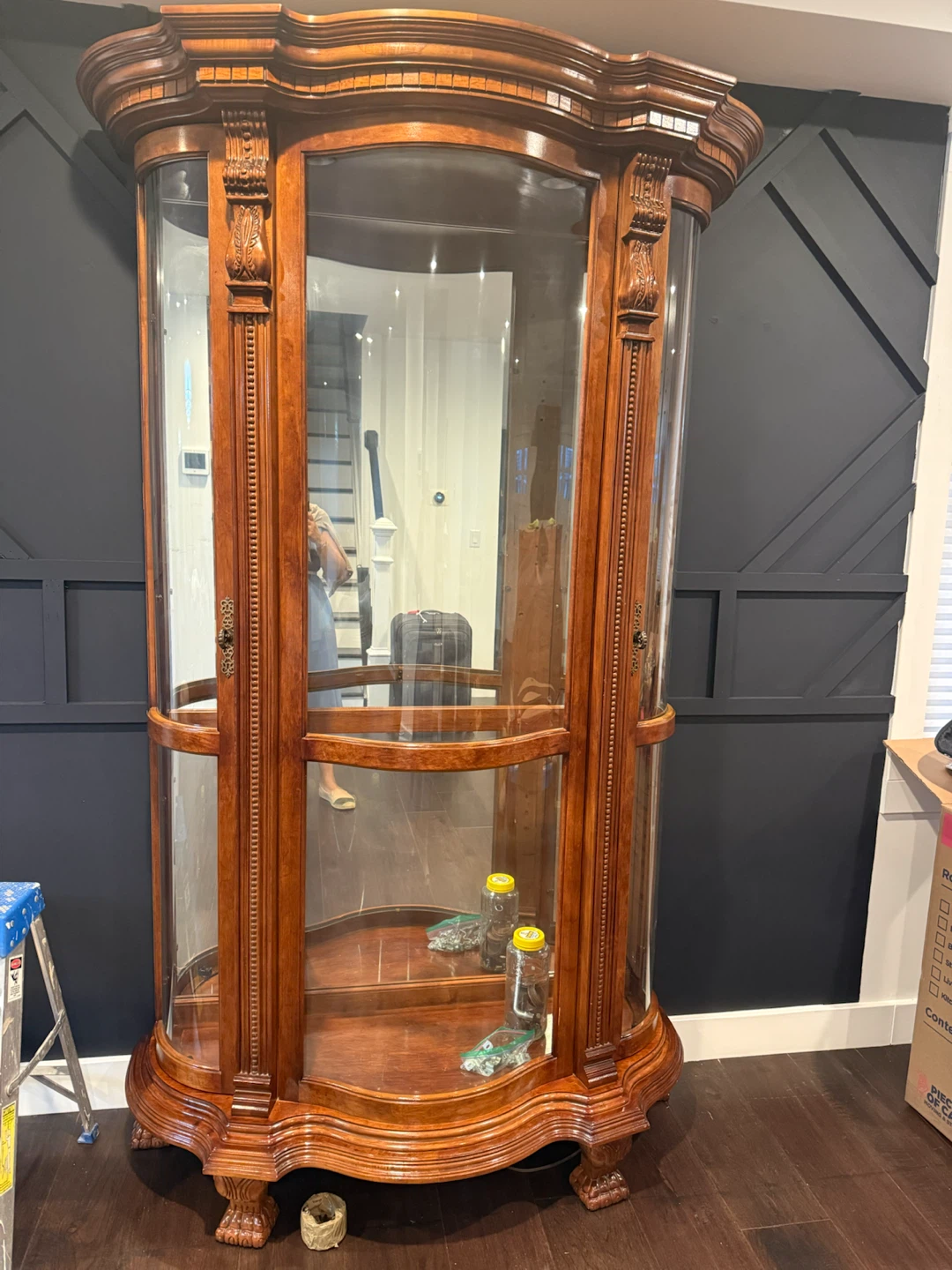 Vintage Wooden Curio Display Cabinet