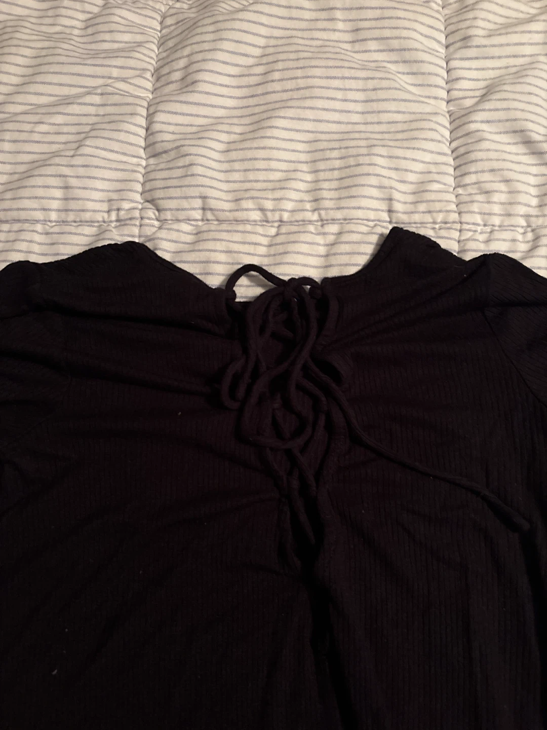 Black Lace-Up Back T-Shirt Dress - photo 2
