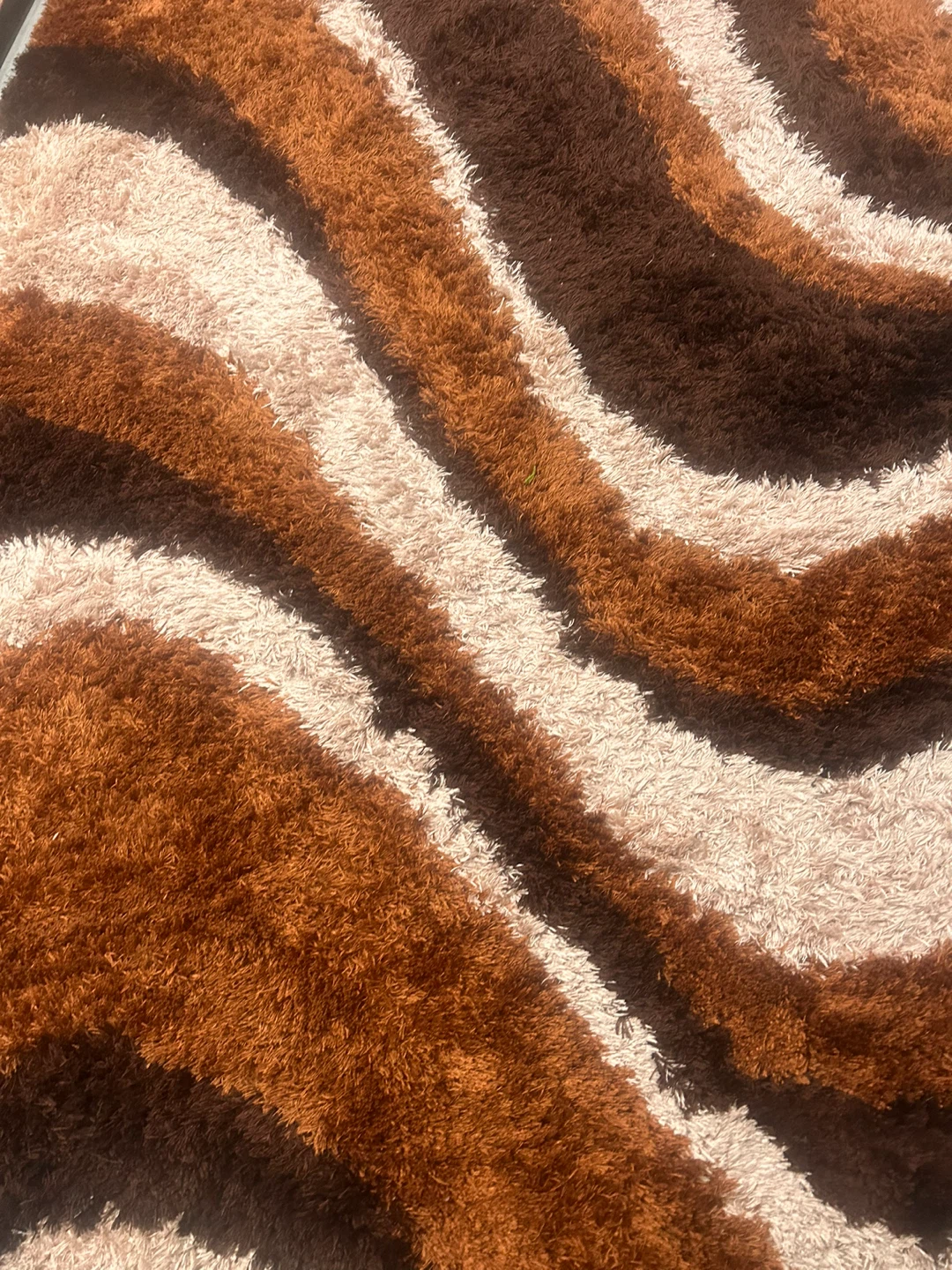 Shaggy Area Rug with Brown Wave Pattern - photo 4