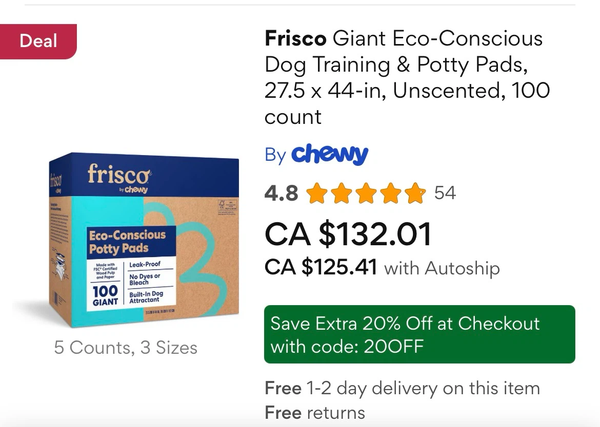 Frisco by Chewy Extra Large Premium Potty Pads 150 Count - photo 2