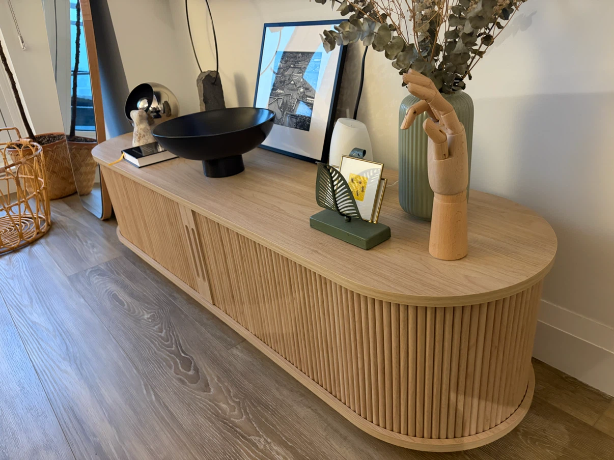 Light Oak Reeded Media Console for TVs up to 65” - photo 2