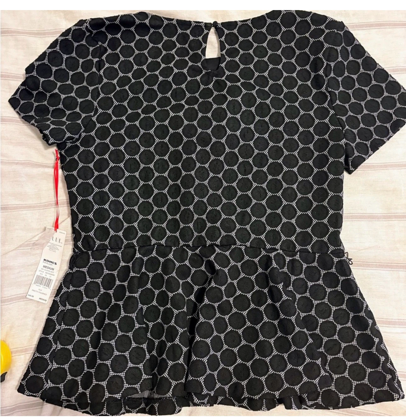 ELLE Black and White Polka Dot Peplum Top - photo 2