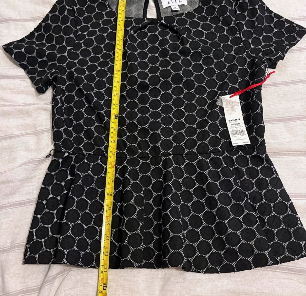 ELLE Black and White Polka Dot Peplum Top - photo 3